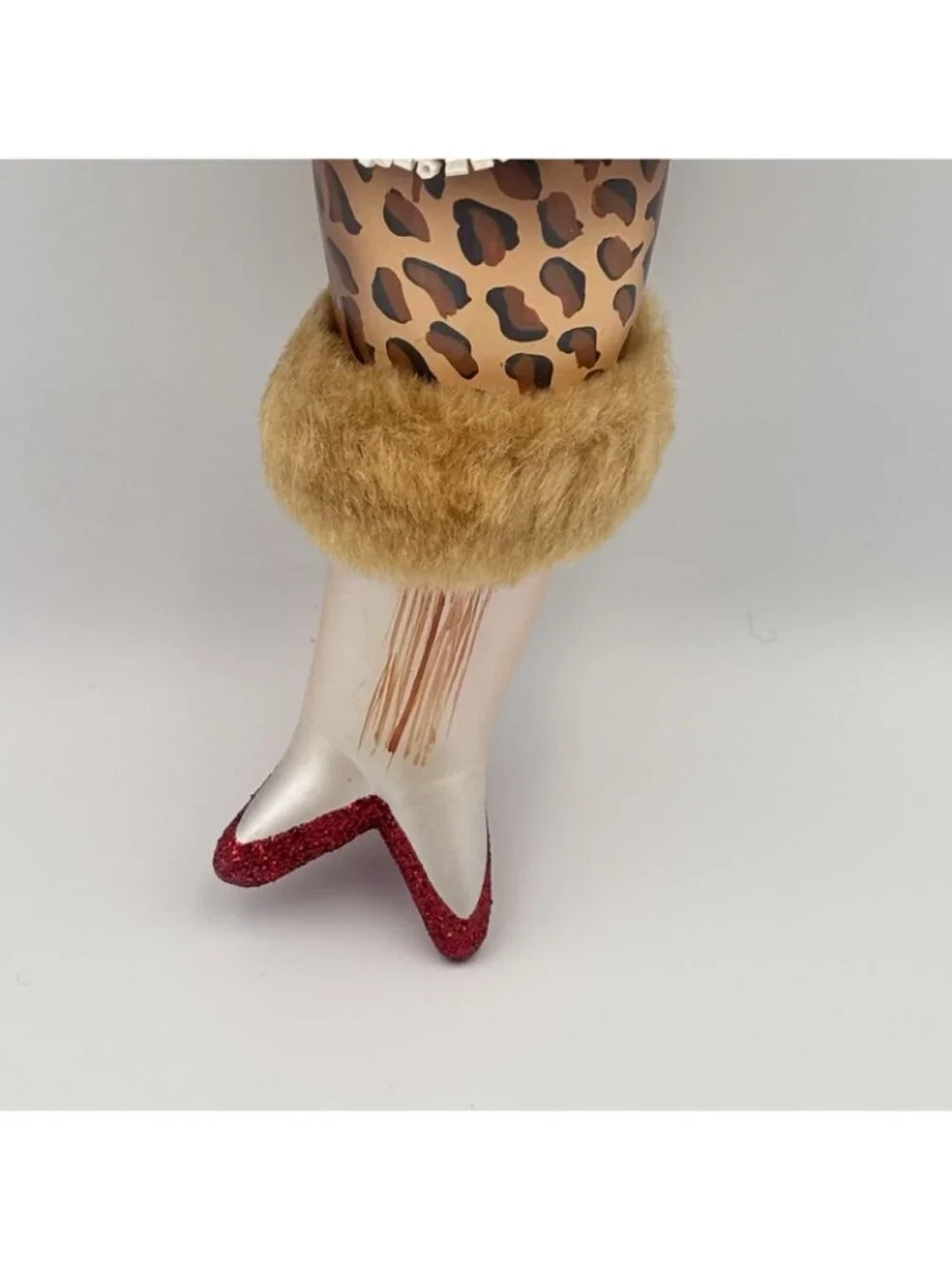Ladies With Elegance Fashionista Glass Ornament Leopard Dress Hat Fox Stole 7”